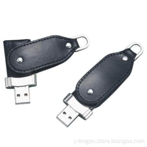 Leather USB Flash Disk with 1 to 32GB Storage and Embossed Logo, Suitable for Business Gifts